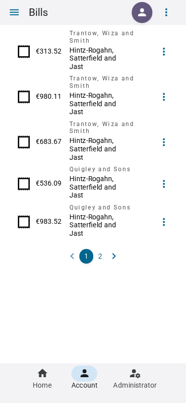Customer bills on mobile